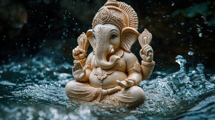 Wall Mural - Ganesha statue in water