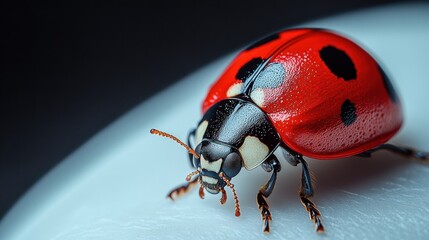 Wall Mural - Ladybug on a white gradient background