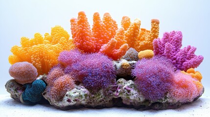 Wall Mural - Multicolored coral reef on white background