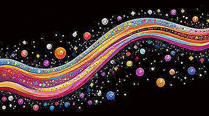 Wall Mural - abstract rainbow stream in dark space