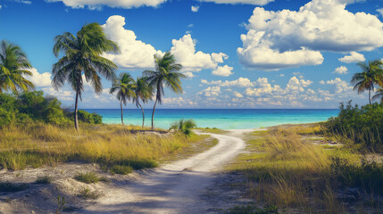 Playa Paraiso Beach is beautiful, the sea is beautiful, the sky is clear, the clouds are beautiful, and nature is beautiful.