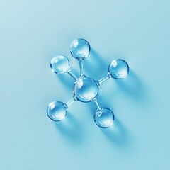 Abstract Molecule Structure on Blue Background