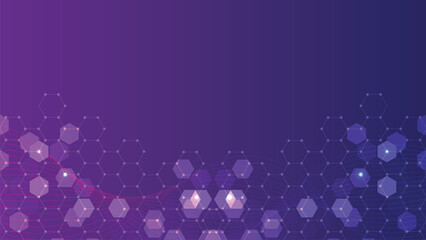 Wall Mural - modern digital technology background with hexagons pattern, dots, and lines. molecular structure, ne