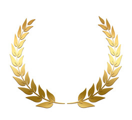 Wall Mural - gold laurel wreath, golden circular laurel olive branches greek wreath vector illustration, a winner