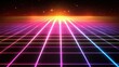 © TopMedia - A retro-inspired background with neon colors, grid lines, and a 1980s vibe, perfect for vintage-themed designs.
