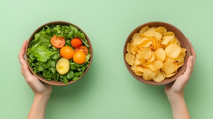 Hands holding a fresh vegetable bowl with corn, tomatoes, peas, and greens, showcasing a healthy and delicious meal isolated on a white background.