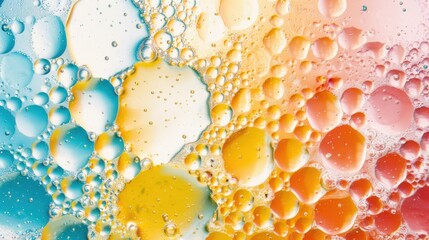 Wall Mural - vibrant oil and water bubbles intertwine, creating a lively and colorful abstract display in rich sh