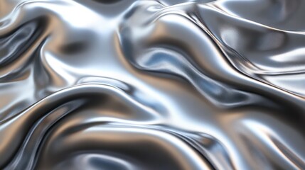 Poster - A silver fabric with a shiny texture. The fabric is draped over a surface, creating a sense of movement and fluidity. The image evokes a feeling of luxury and elegance