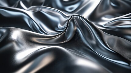 Leinwandbilder - A shiny silver fabric with a wave pattern. The fabric is shiny and reflective, giving it a luxurious and elegant appearance