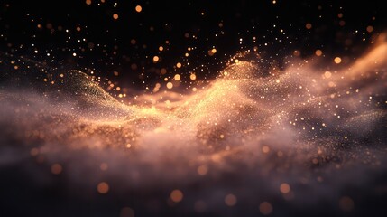 Wall Mural - The image is a close up of a cloud of glitter, with the glitter being in various sizes and scattered throughout the scene. The glitter appears to be floating in the air, creating a sense of movement