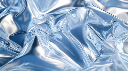 Poster - A shiny, reflective surface with a blue hue. The surface is made of plastic and he is a piece of fabric