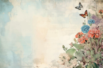 Wall Mural - Random chinese style border backgrounds butterfly flower.