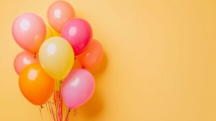 A nice bunch of bright balloons and space for text against color background