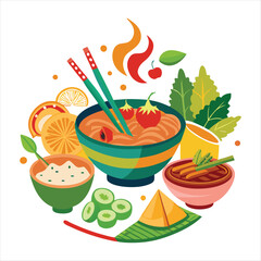 Wall Mural - Thai Foods vector illustration  