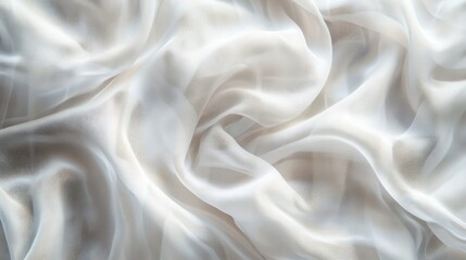 Leinwandbilder - A white fabric with a pattern that looks like a wave. The fabric is smooth and shiny, and it is made of silk. The pattern is intricate and detailed, giving the fabric a luxurious and elegant look