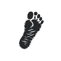 Wall Mural - Black silhouette of a furry footprint on a white background.