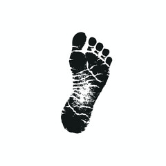 Wall Mural - Black footprint illustration on a white background emphasizing texture and detail.