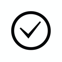 Wall Mural - black check mark inside a circle on a white background.