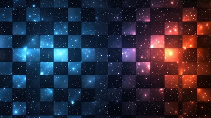 Poster - A colorful galaxy with blue and orange squares