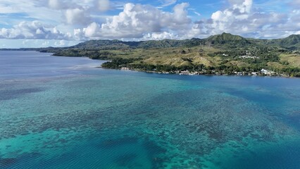 View of beautiful coral leef and Guam island