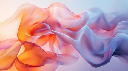 Poster - A colorful, flowing piece of fabric with a pink and orange hue. The fabric is made of a silky material and he is a part of a larger design. Scene is one of fluidity and movement