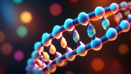 Dna helix enlarged model in bright colors and spots