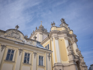 religious exterior of St. Jura cathedral in lviv old city