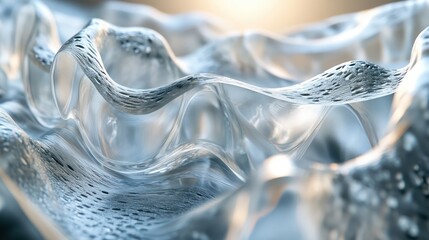 Poster - A piece of fabric with a wave pattern is shown in a blurry, distorted way. The image has a dreamy, ethereal quality to it, as if it were a painting or a photograph