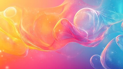 Canvas Print - A colorful, abstract background with a series of bubbles in various sizes and colors. The bubbles are scattered throughout the image, with some larger and more prominent than others