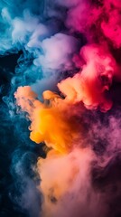 Wall Mural - Vibrant cloud of colorful smoke on a