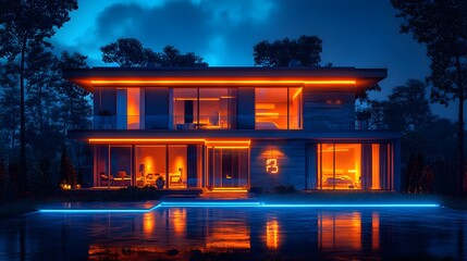 Poster - Innovative Digital Graphic of a Sophisticated Smart Home Utilizing IoT Sensors and Intelligent Automation