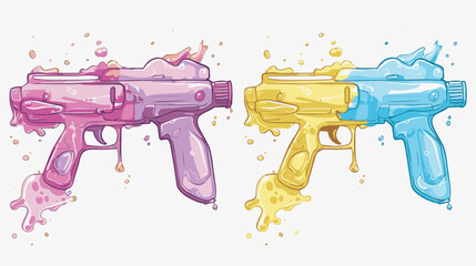 Free Collection of colorful water gun in festival the element vector illustration