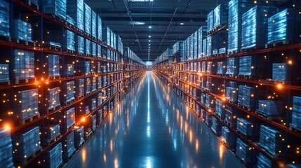 Poster - Innovative Graphic Depicting IoT Sensors in a Logistics Warehouse