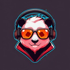 Sticker - Cool Panda with Headphones