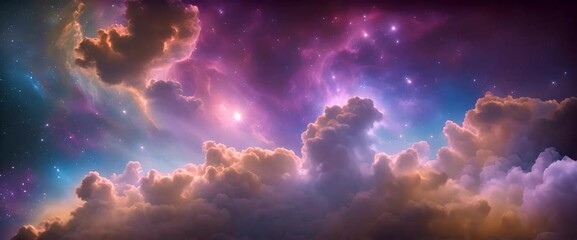 Wall Mural - Bright, colorful clouds of gas and dust twist together in space