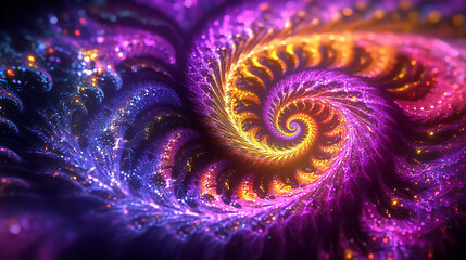 Colorful, glittering, fractal spiral.