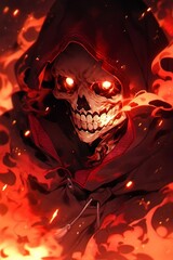 portrait of burning halloween skull demon