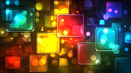 Abstract Colorful Squares with Bokeh Lights