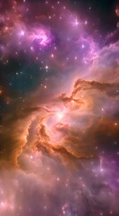 Wall Mural - Bright, colorful clouds of gas and dust twist together in space