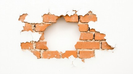 Sticker - Hole in White Wall with Exposed Brickwork