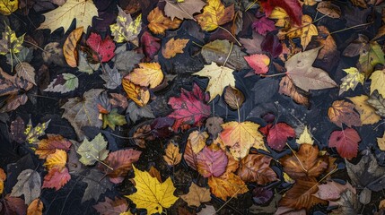 Wall Mural - Fall foliage on the floor. Natural backdrop.