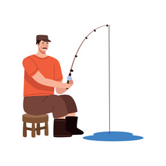 Poster - happy man with fishing rod