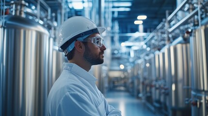 Engineers working in a large-scale hydrogen plant, monitoring energy output and efficiency