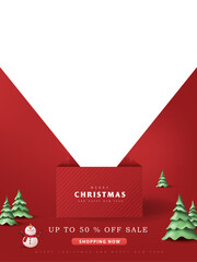Wall Mural - merry christmas sale poster banner background template with copy space