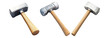 © randy - Hammer set isolated on transparent background, steel hammer with wooden handle, isolated 3d illustration