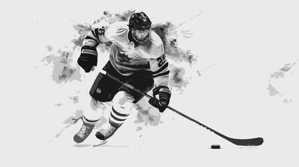 Wall Mural - ice hockey player black and white abstract art