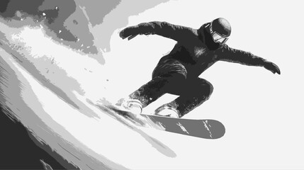 Canvas Print - snowboarder black and white abstract art