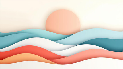 Poster - Soft waves in gentle hues create an elegant backdrop, perfect for modern design with a playful, cartoonish vibe.