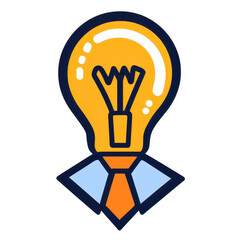 Wall Mural - A sleek vector logo featuring an orange lightbulb intertwined with a blue tie, symbolizing creativity and professionalism.