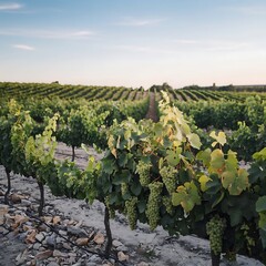 Illustration of colorful Tuscan vineyard landscape